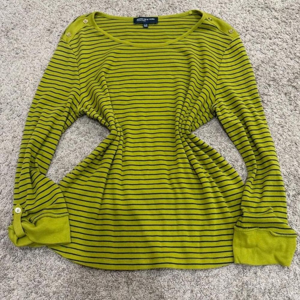 Jones-new-york Women's Green and Yellow Shirt